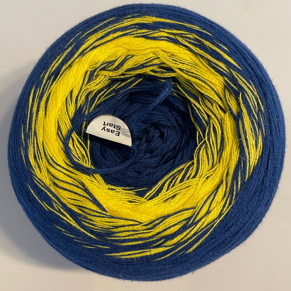 YARN!!! Hobbii Cotton Kings Blue and Yellow Yarn 1 cake